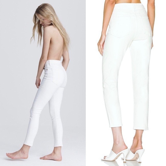 RAG & BONE High Waist Skinny Jeans Cropped Ankle Slit Stretch Cigarette Pant 28 - Picture 6 of 12